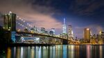 纽约夜景中的布鲁克林大桥