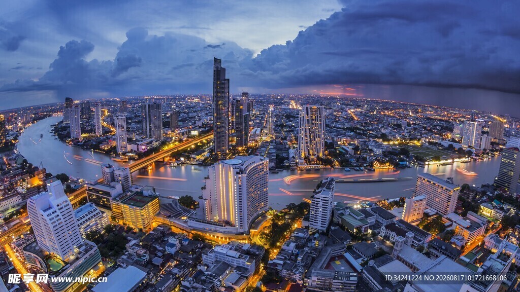 城市璀璨夜景俯瞰图