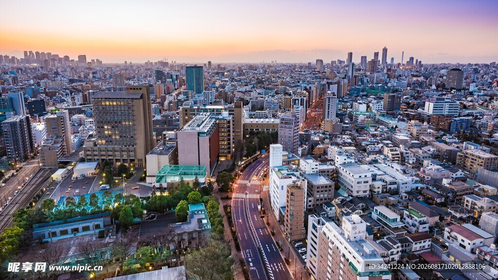 城市高空俯瞰繁华景象