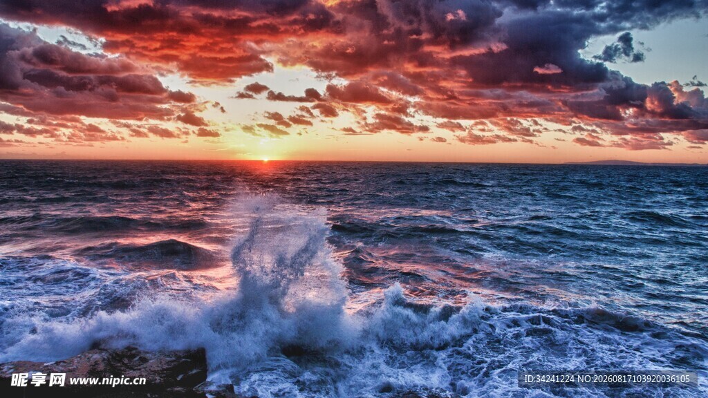 海上壮丽日出景象