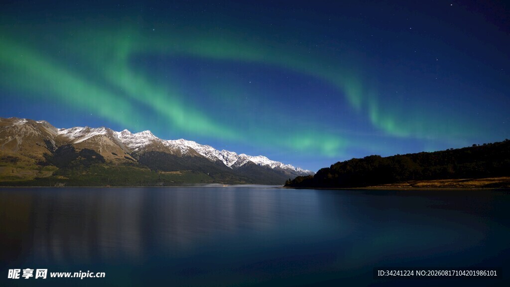 湖畔极光美景