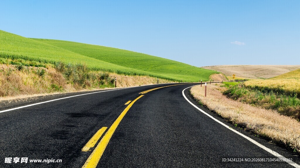 蜿蜒公路伸向绿野