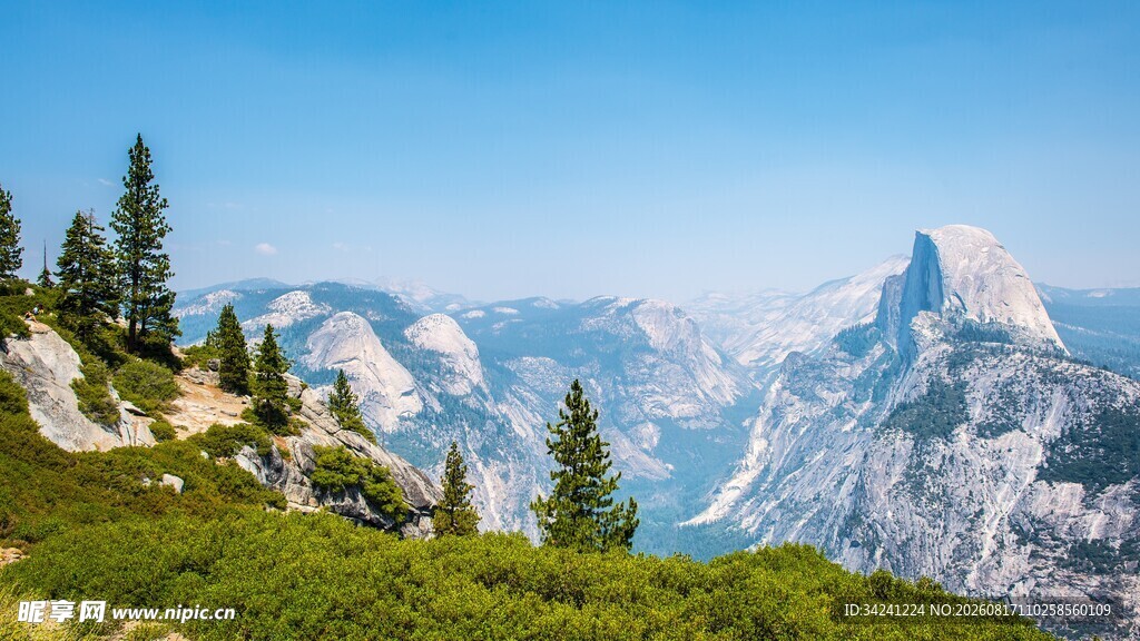 高山葱郁林木壮丽景致
