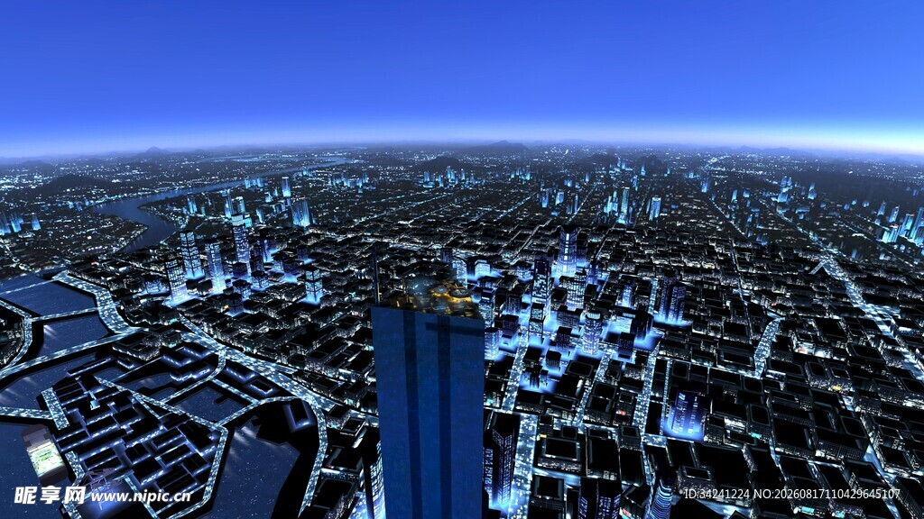 城市夜景俯瞰图