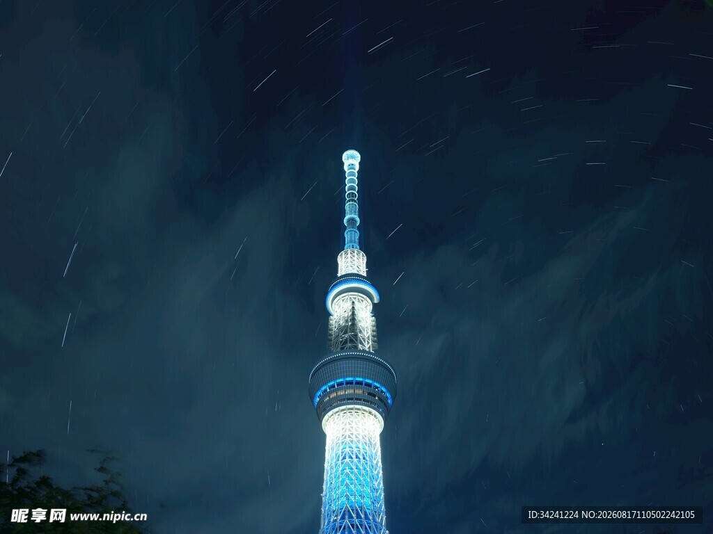 夜幕下的璀璨东京塔
