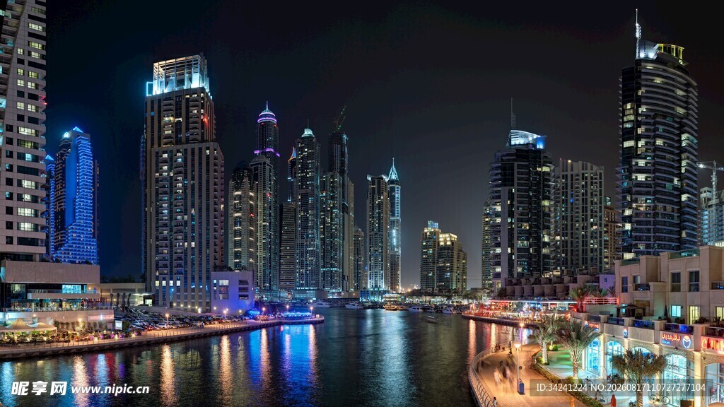 迪拜城市璀璨夜景