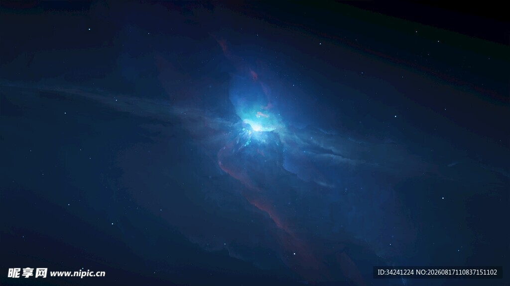 神秘蓝色星空光芒闪耀