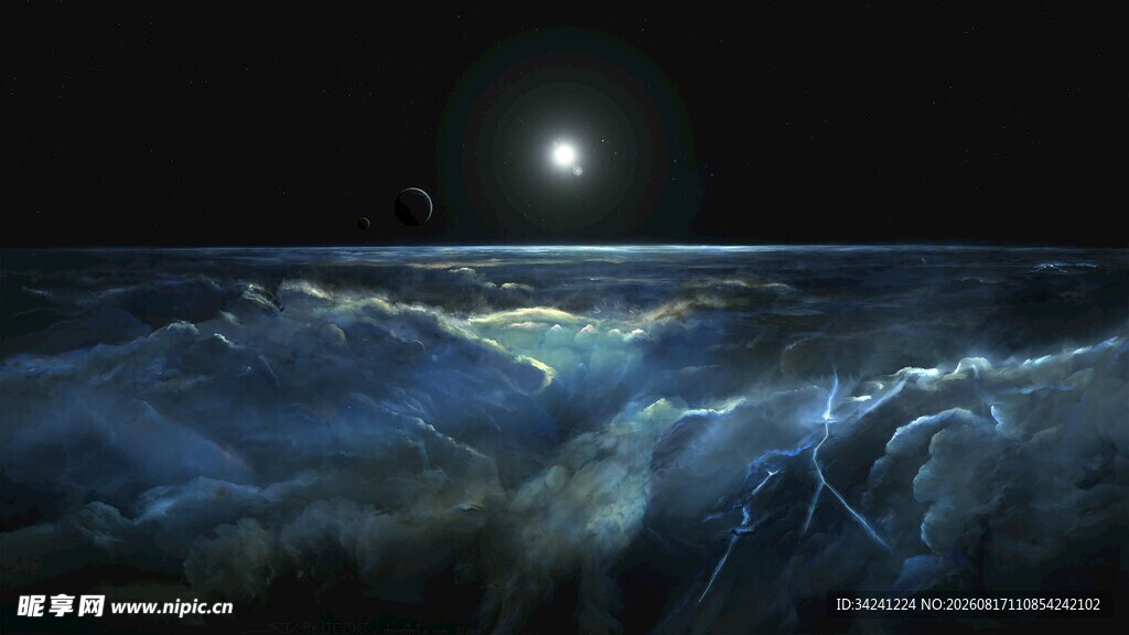月夜下的汹涌海面