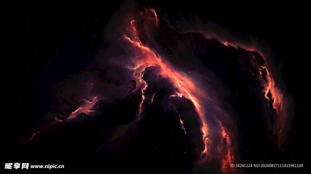 梦幻红色星云宇宙景象