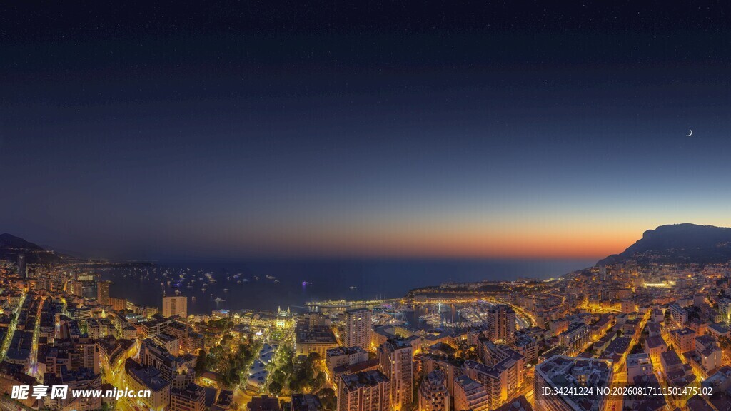 城市璀璨夜景俯瞰图