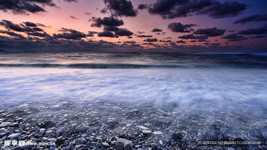 海边绝美日落海景画面