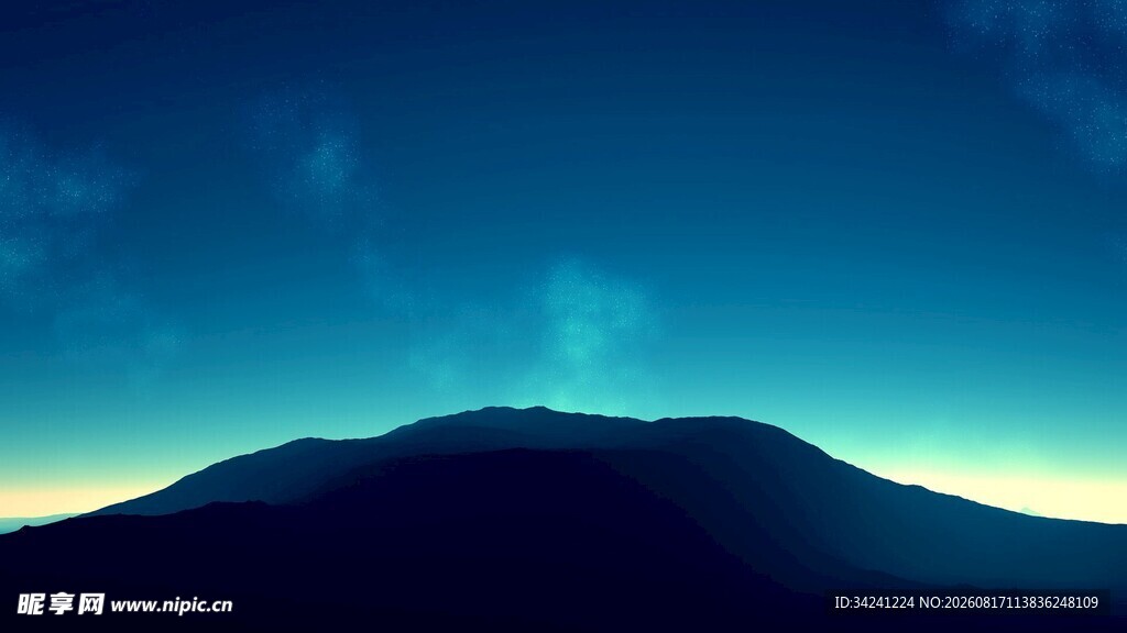 夜幕下的山峦轮廓