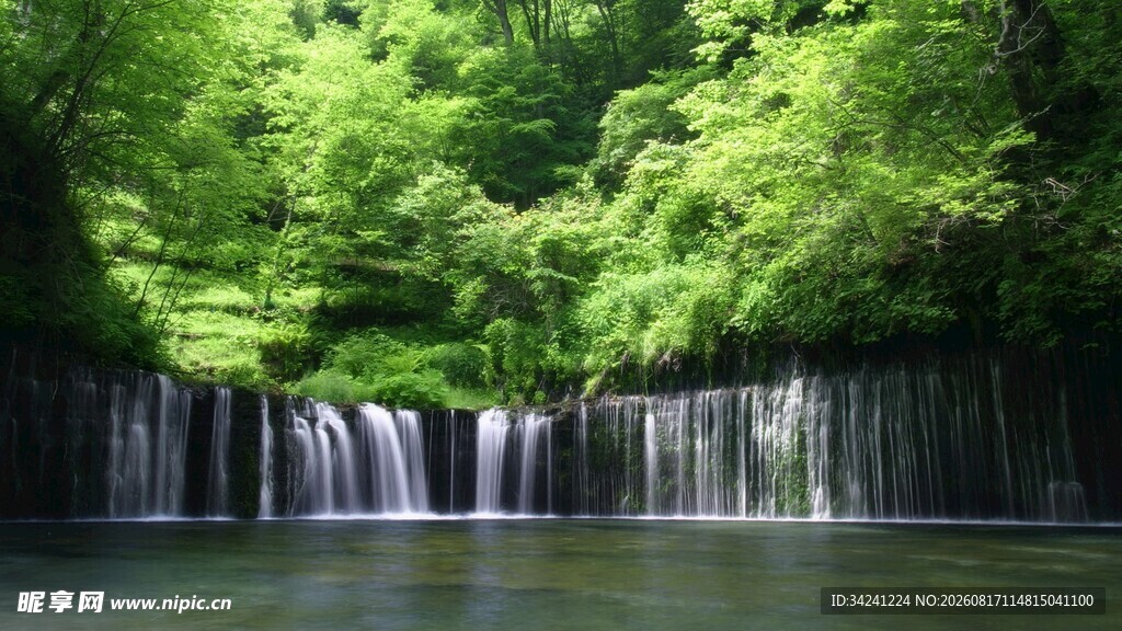 林间瀑布自然美景