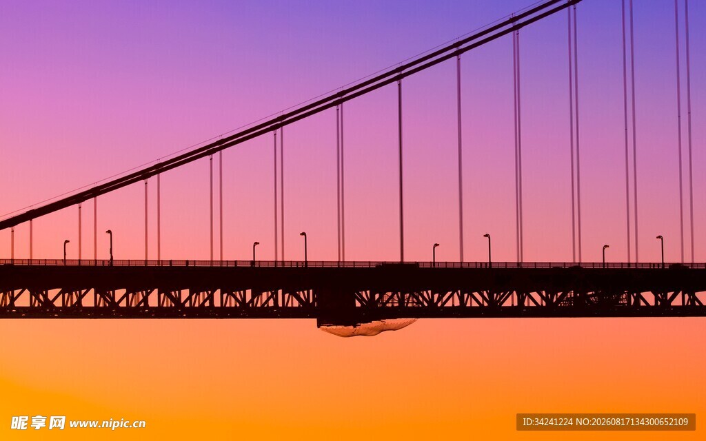 夕阳下的跨海大桥美景