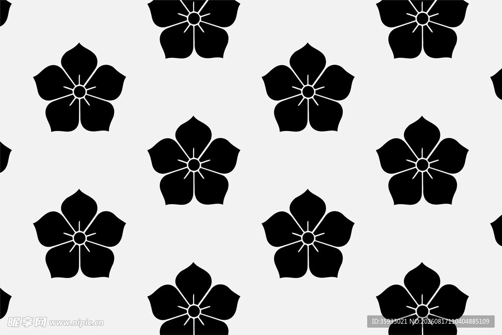 黑白花朵图案