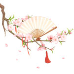 桃花折扇图 古韵悠然