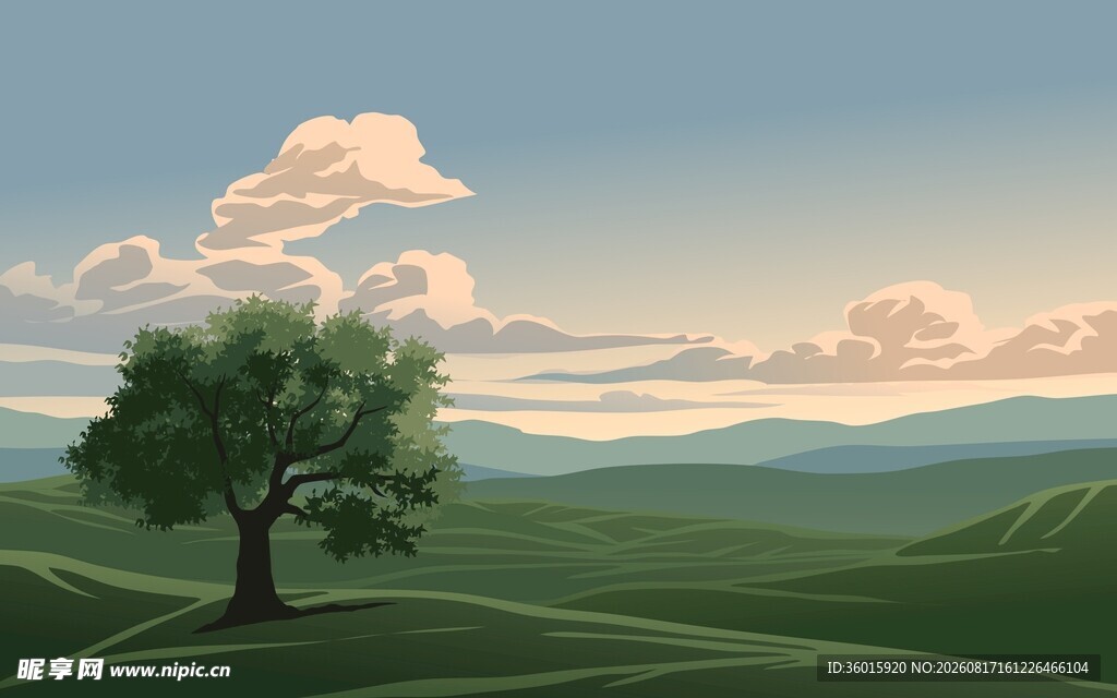 郊野风景插画