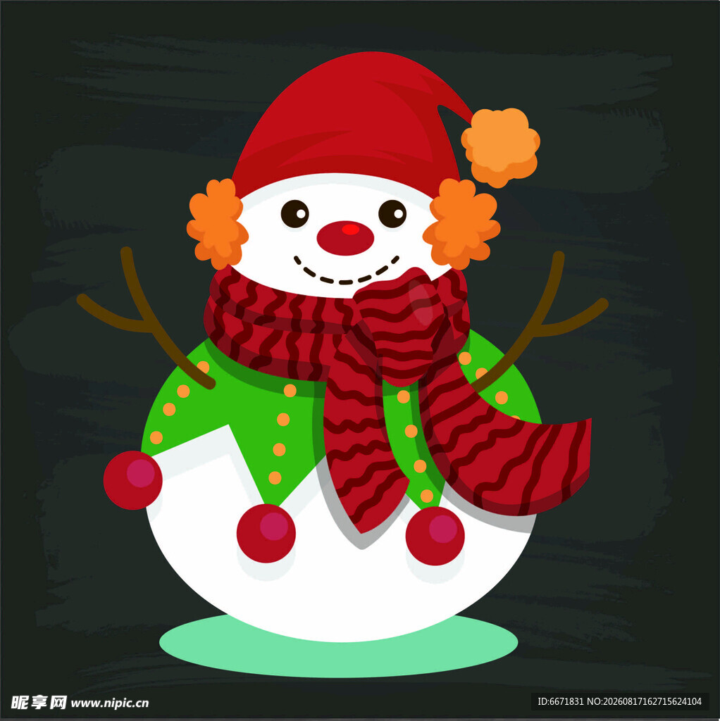 可爱圣诞雪人装饰插画