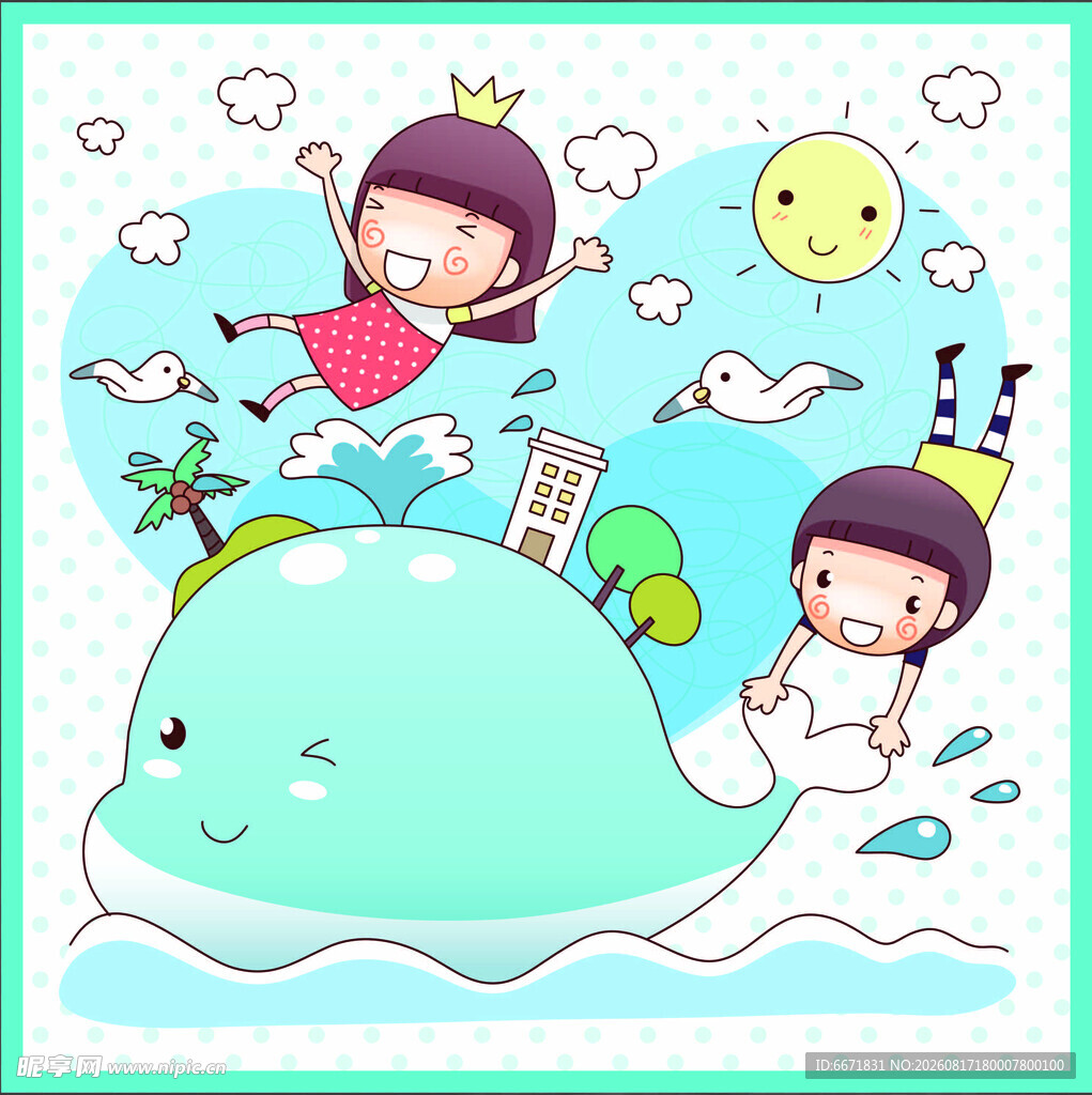 儿童与鲸鱼的梦幻空中之旅