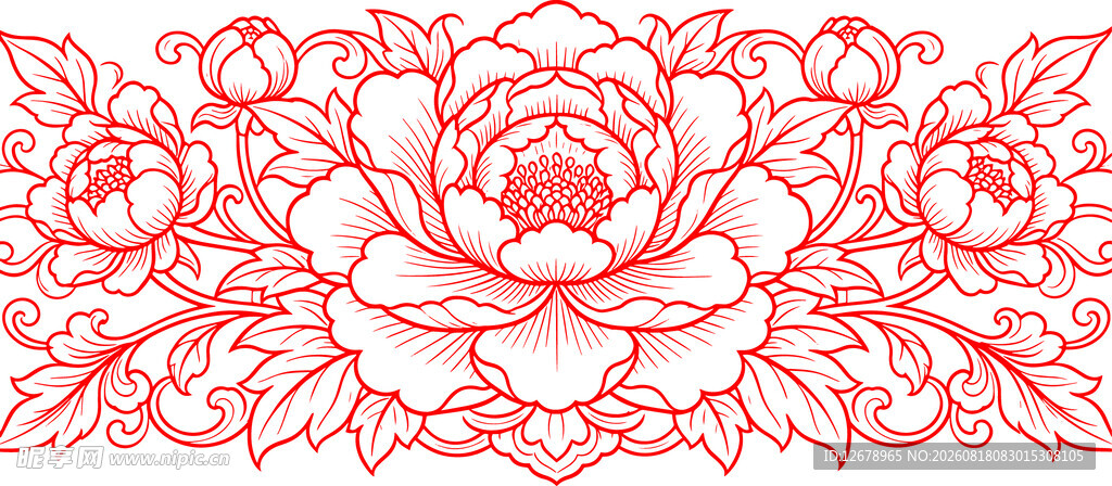 中式花卉花纹图案设计