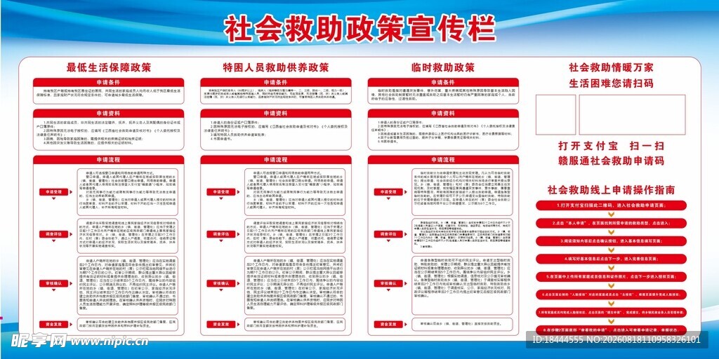 政企展板蓝色 社会救助公示栏