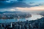 香港简约高楼大厦河流桥梁山脉