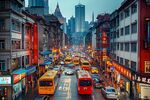 香港夜景繁忙街道高楼大厦车辆行