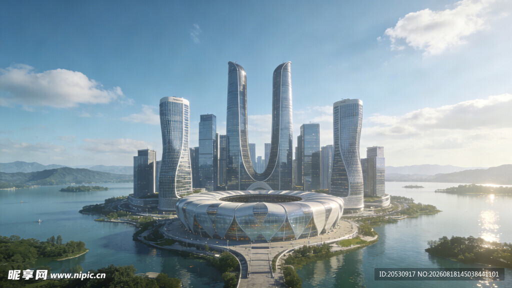 珠海横琴城市地标滨海建筑