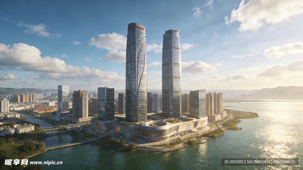 珠海横琴双子塔城市地标建筑