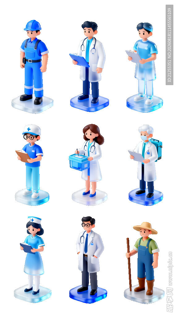 多样职业人物立牌展示