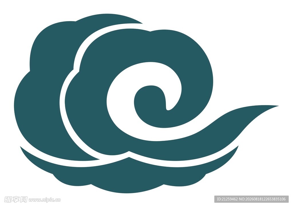 国风青绿色祥云纹样 logo