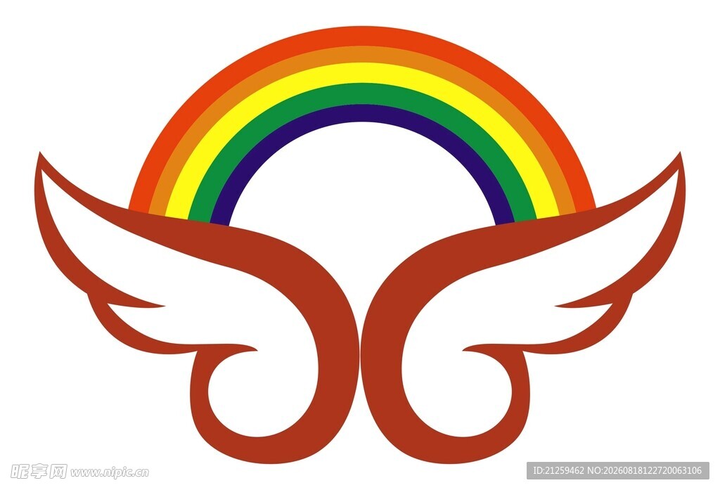 彩虹翅膀童趣矢量 logo