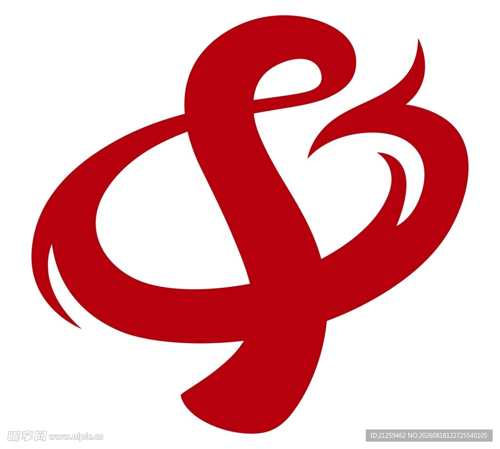 红色流线 S 字母国风 log