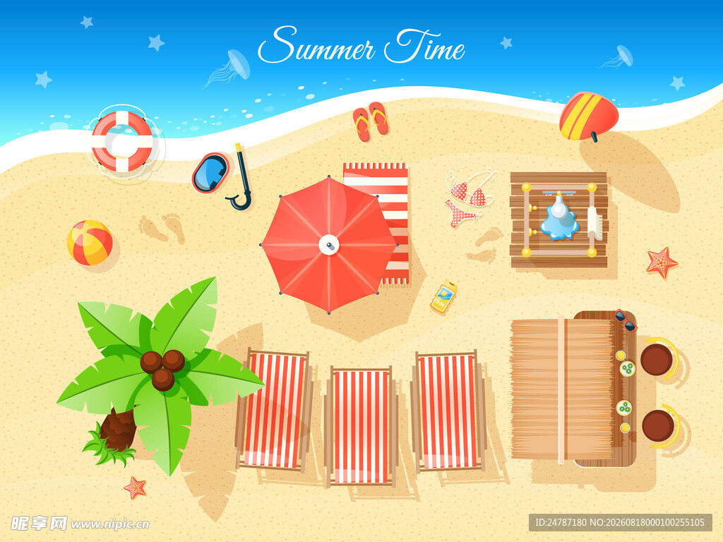 夏天海滩俯视图