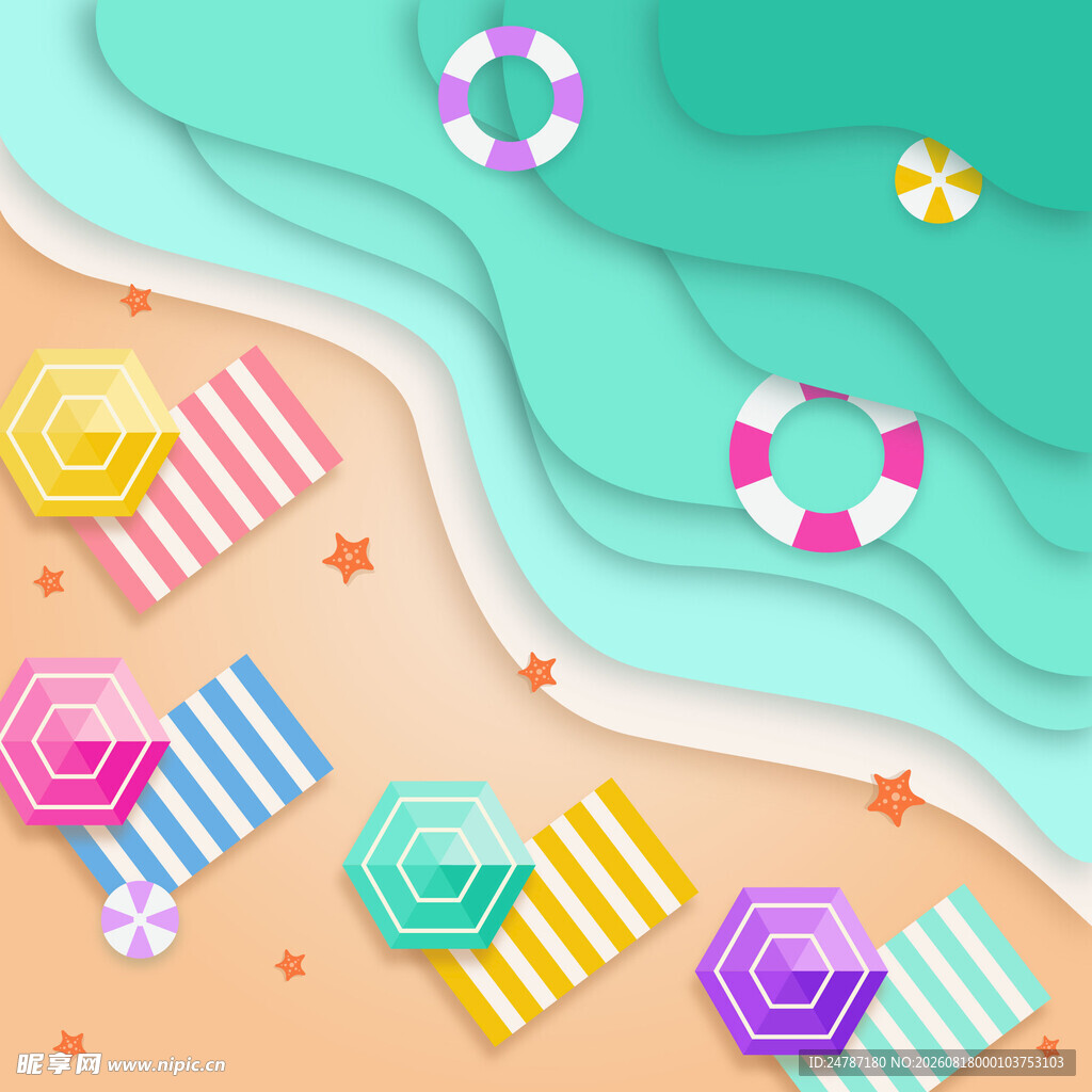 夏日海滩休闲场景