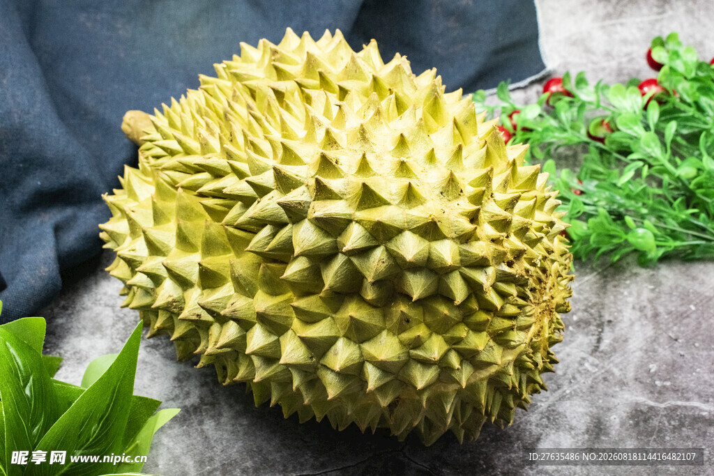 新鲜饱满的榴莲果实