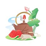 国潮小暑喝伏茶吃藕免抠