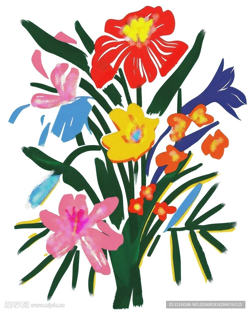 多彩手绘花卉插画