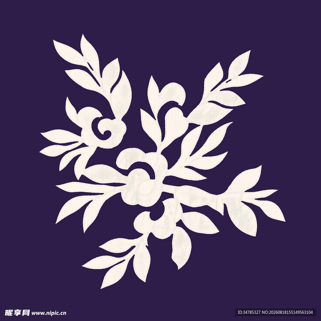 白色花卉图案装饰元素