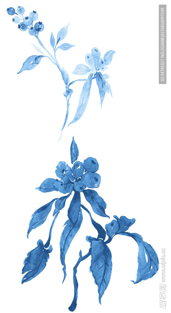 青花瓷风花卉图案