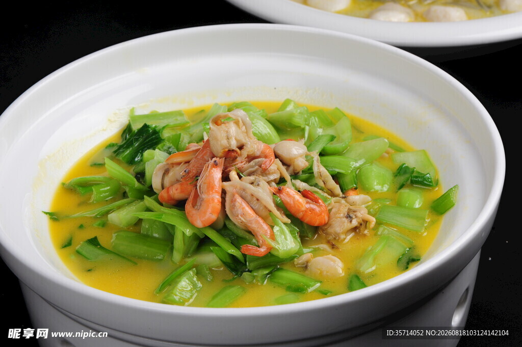 鲜虾煮青菜