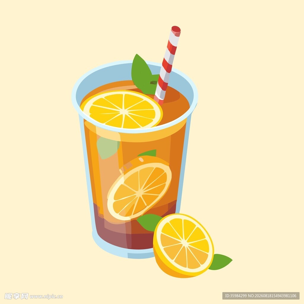 柠檬茶饮插画