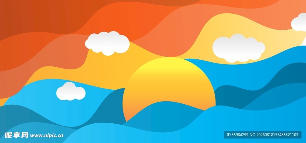 落日海浪背景