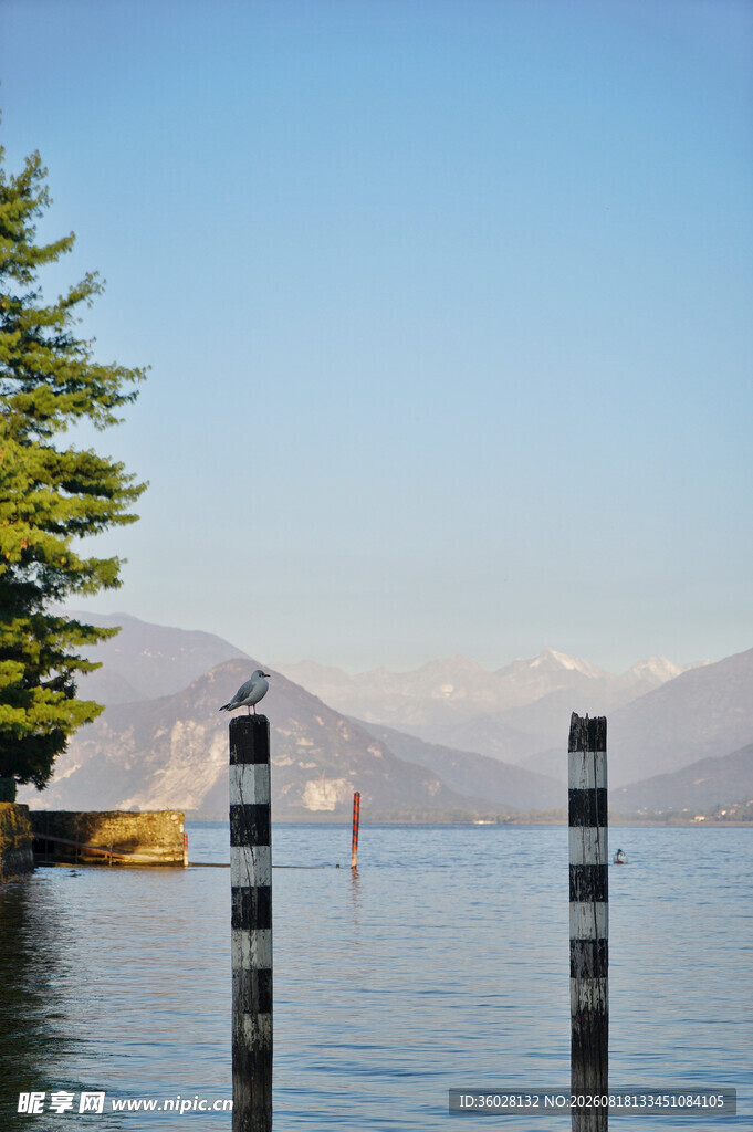 湖畔风光宁静水边景致