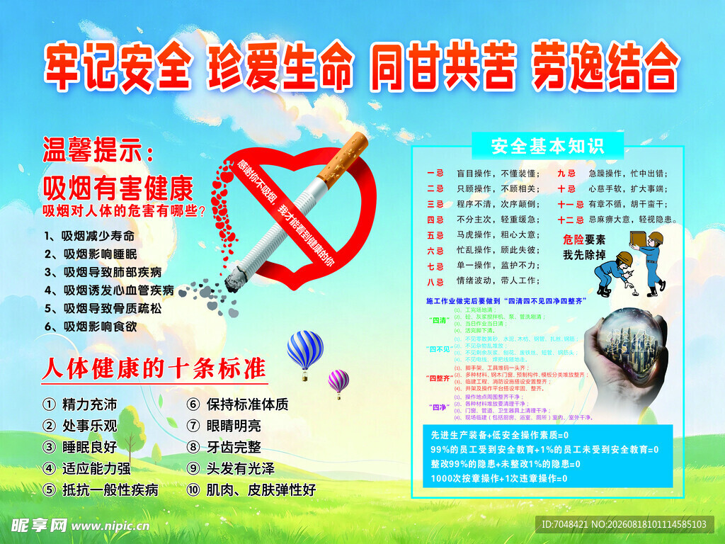 茶水亭宣传工地安全知识禁止吸烟