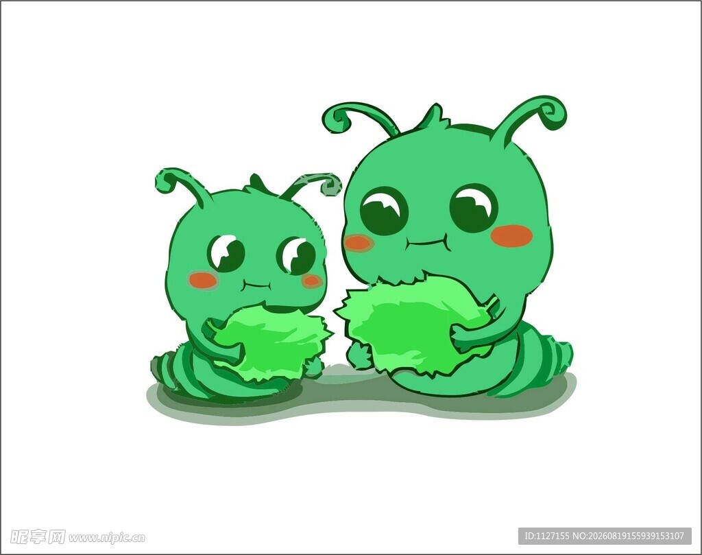 蚕宝宝 可爱绿虫卡通形象