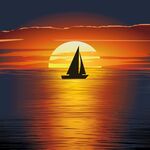 海上落日帆船