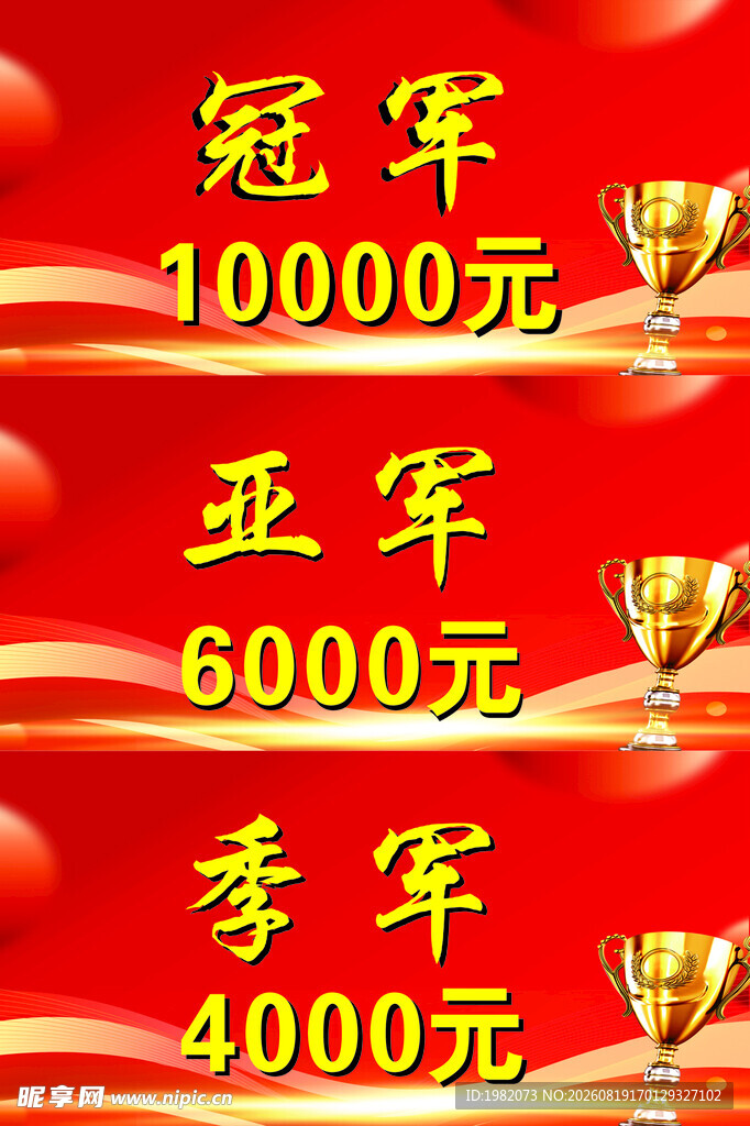 比赛奖金设置展示