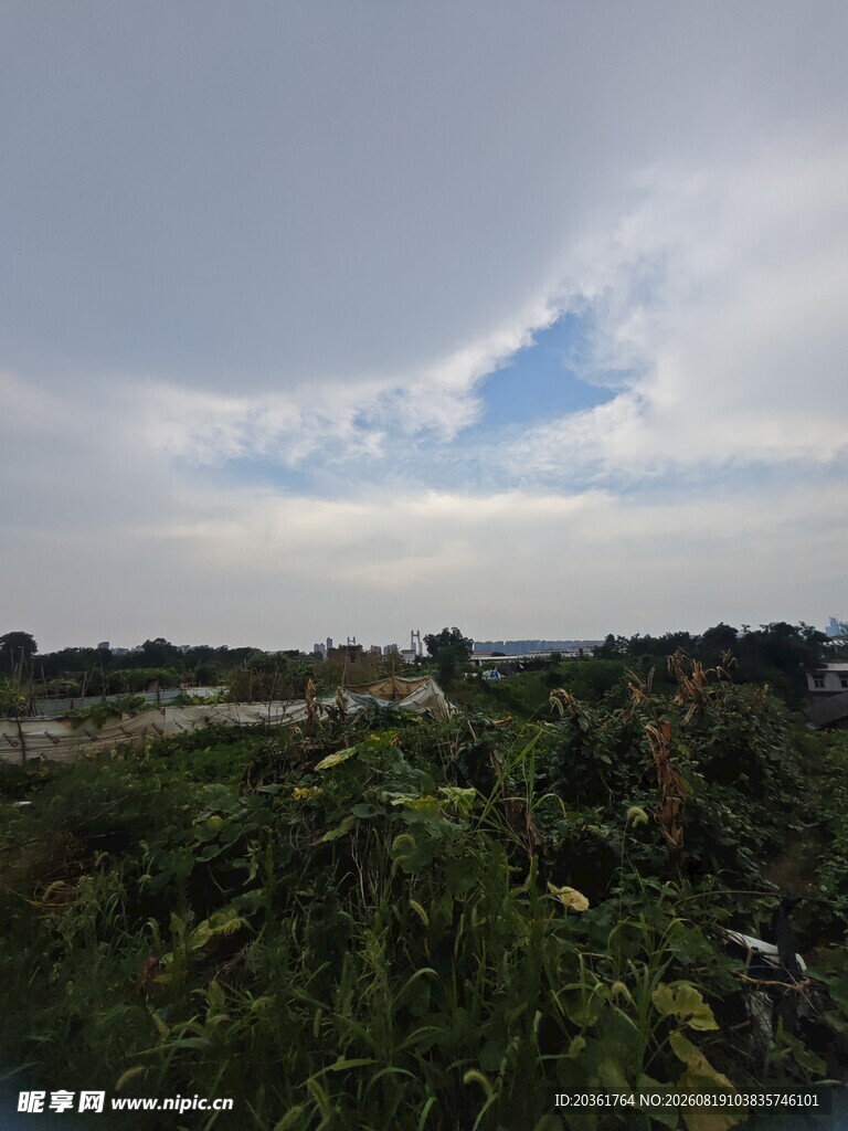 乡村绿野天空风景图