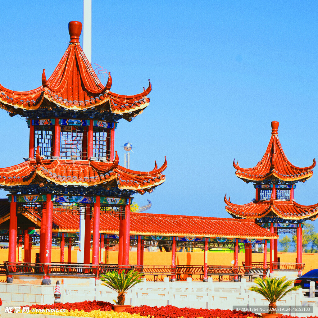 中式古典亭台楼阁景观